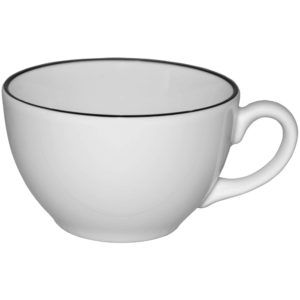 Kaffekopp vit med svart rand 25cl, 6 St/Frp