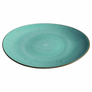 Tallrik oval handmålat turkos 30,5cm, 6 St/Frp