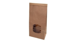Kanisterpåse retail Fönster Brun 88x47x270 500st