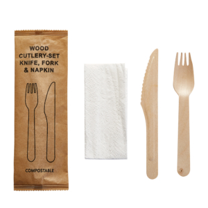 Bestickset Träbestick & Servett Vaxat 500st
