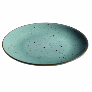 Tallrik flat rund handmålad turkos 28cm, 6 St/Frp