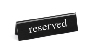 Bordskylt reserverad, HENDI, reserverad