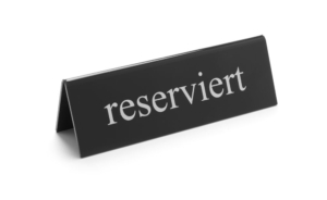 Bordskylt reserverad, HENDI, reserverad