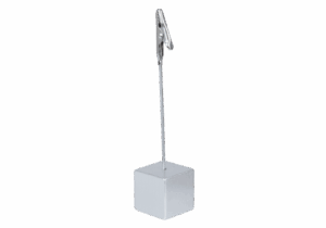 Krokodilklämma på stång med fot Silver